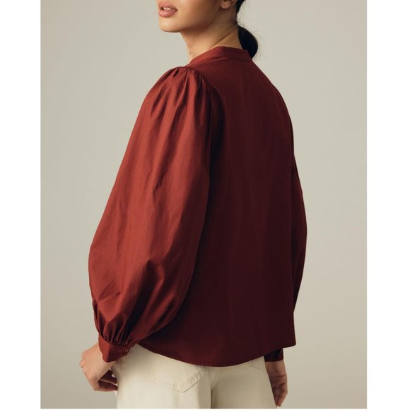 Anthropologie Nikasha Utility Cargo Blouse Crimson Red Medium - Picture 2 of 8